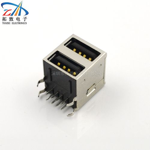 包邮 工厂直销 usb母座 af 90度双层弯脚全包铁壳黑胶芯 usb连接器